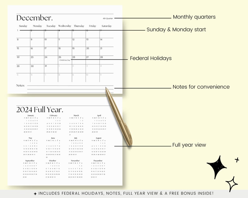 Monthly Quarters 2024