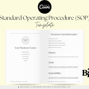 Standaardprocedure, SOP-sjabloon, proces- en proceduresjabloon, Small Business, bewerkbare canva-sjabloon, pdf, afdrukbaar