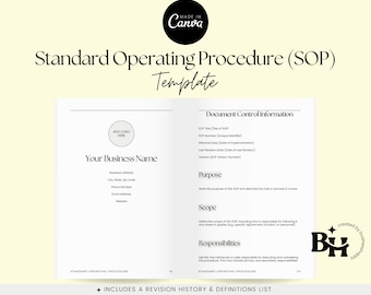 Standard Operating Procedure, SOP Template, Process and Procedure Template, Small Business, Editable Canva Template, PDF, Printable