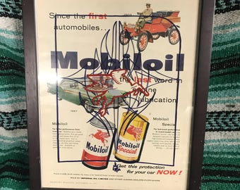 Aangepaste Mobil-olieadvertentie uit 1950
