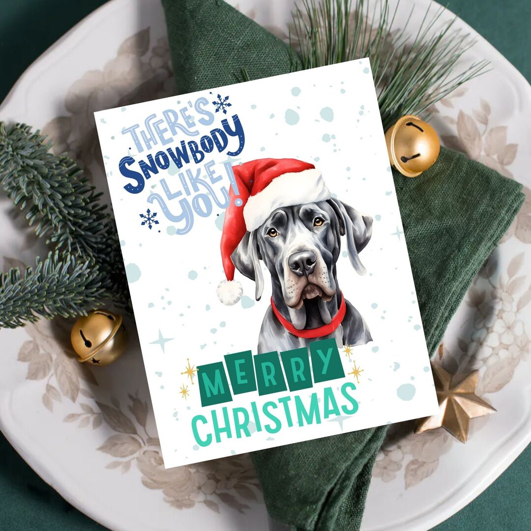 Printable Great Dane Christmas Card 5x7 Instant Print Great - Etsy