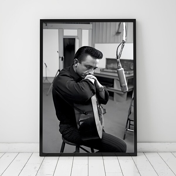 Johnny Cash Poster, Vintage Wandkunst, Konzert Poster, schwarz weiß, Johnny Cash Druck, Country Musik Poster, Wandkunst, Leinwand Kunst