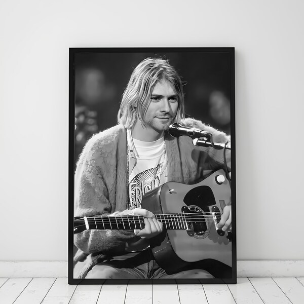 Kurt Cobain Poster, Vintage Wall Art, Cool Posters For Room, Kurt Cobain  Print, Kurt Cobain Wall Art, Black And White Print, Music Print