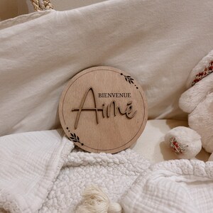 Carte bienvenue/naissance bébé en bois