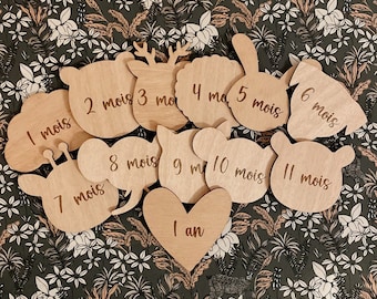 Cartes étapes bébé en bois