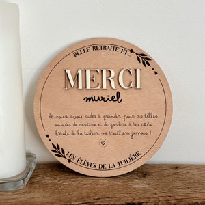 Carte "merci" en bois, personnalisée