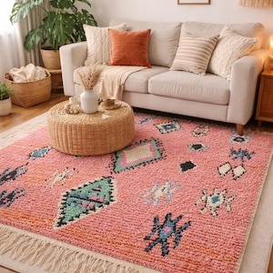 large rug, wool rug, blue rug, solid blue rug, Moroccan rug, Ivory Morocco Rug, Boujad rug, Living Room rug, Large Moroccan Rug