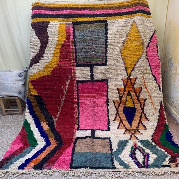 Magnifique tapis en laine multicolore tapis marocain fait main