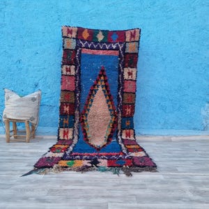 Moroccan Rug, rug, Boucherouite, Boucherouite rug, shag rug, vintage rug, Boucherouite vintage, Morocco Boucherouite