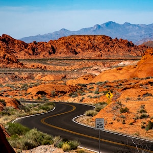 Nevada - Valley of Fire State Park - Desert - Twisty Road - Landscape - Mountains - Original Photography - Print/Metal/Canvas/Acrylic