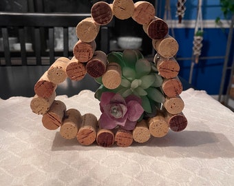 Cork Heart with Succulent Plant Accent