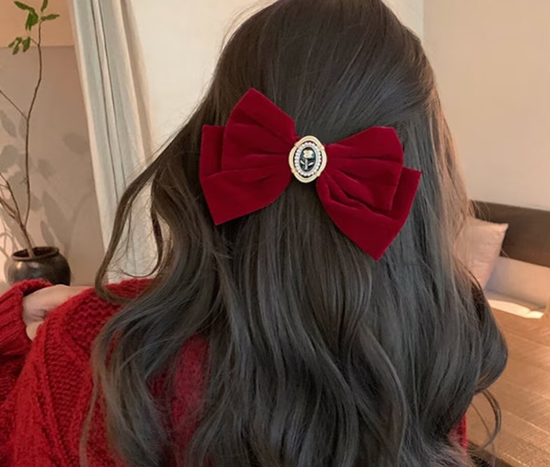 Vintage Bow Hairpin/big Bow Hairpin/girl Hair Ornament/dark Etsy