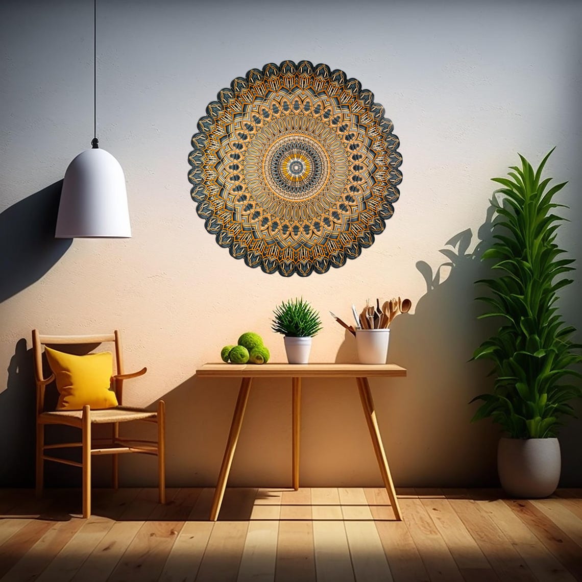 Multi-layer 3D Wood Wall Art, Round Shape Mandala Laser Cut, MDF Wood ...