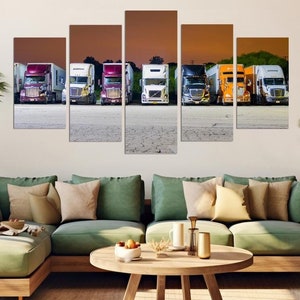 American Trucks Night Leinwanddruck Design, Traktor-Anhänger Wand Kunst Poster, Dekor für Hausdekoration, Kenwertiger LKW Wand-Dekor Geschenk