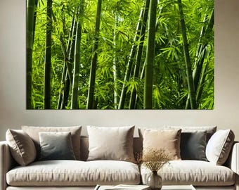 Bamboo Tree in Tropical Rainforest Wall Art Decor, Green Tropical Canvas Print Art, Nature Inspired Decor, Exotic Framed Prints