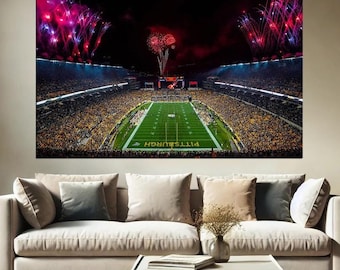 Heinz Field Stadium Framed Canvas Print, Wall Art Decor, Pittsburgh Décor for Home Decoration Poster