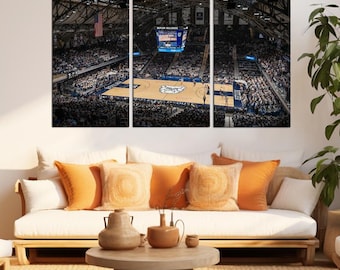 Hinkle Fieldhouse Basketball Stadium Canvas Wall Art – Arena Triptych Print, Sports Wall Decor
