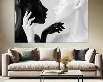 Abstract Face Wall Art, Decor for Home Decoration, Black and White Modern Canvas Print, Gift Idea, Stylish Wall Artwork, Canvas Photo Print