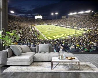 Autzen Stadium Wall Mural, Sports Arena Wallpaper Decor, Game Day Removable Mural, Self Adhesive Stadium Wall Art, Football Field Wallpaper