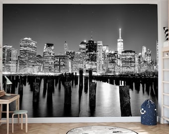 ニューヨークの夜景壁画 - マンハッタンの街の明かりの壁紙 Vn891