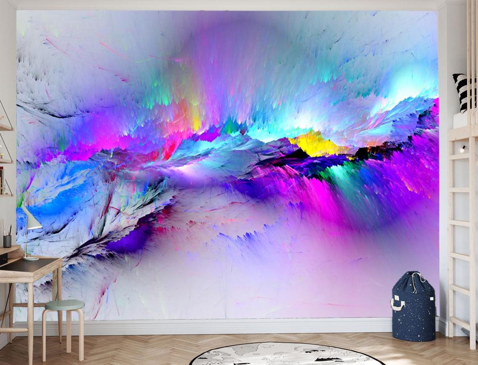 Abstract Colorful Clouds Wallpaper, Art Painting Modern Wall Mural ...