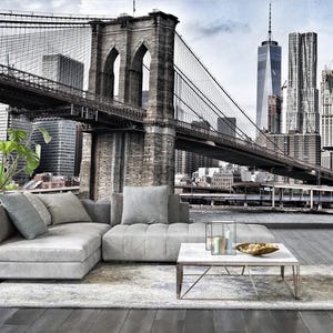 Brooklyn Bridge Wandbild, Manhattan NYC Nicht gewebte selbstklebende schale und Stick entfernbare Tapete, Wandkunstdekor-Vinyltapete
