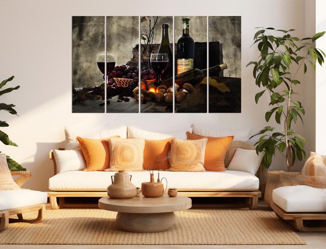 Kitchen Theme Wall Decoration Set, Red Wine Wall Art Decor Picture ...