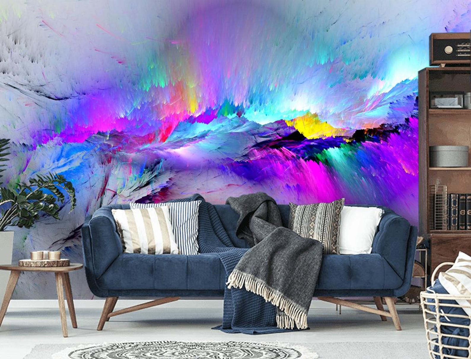 Abstract Colorful Clouds Wallpaper, Art Painting Modern Wall Mural ...
