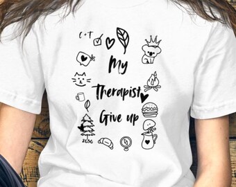 Sarcastisch T-shirt geestelijke gezondheid, grappig T-shirt voor angst, kleding met donkere humor
