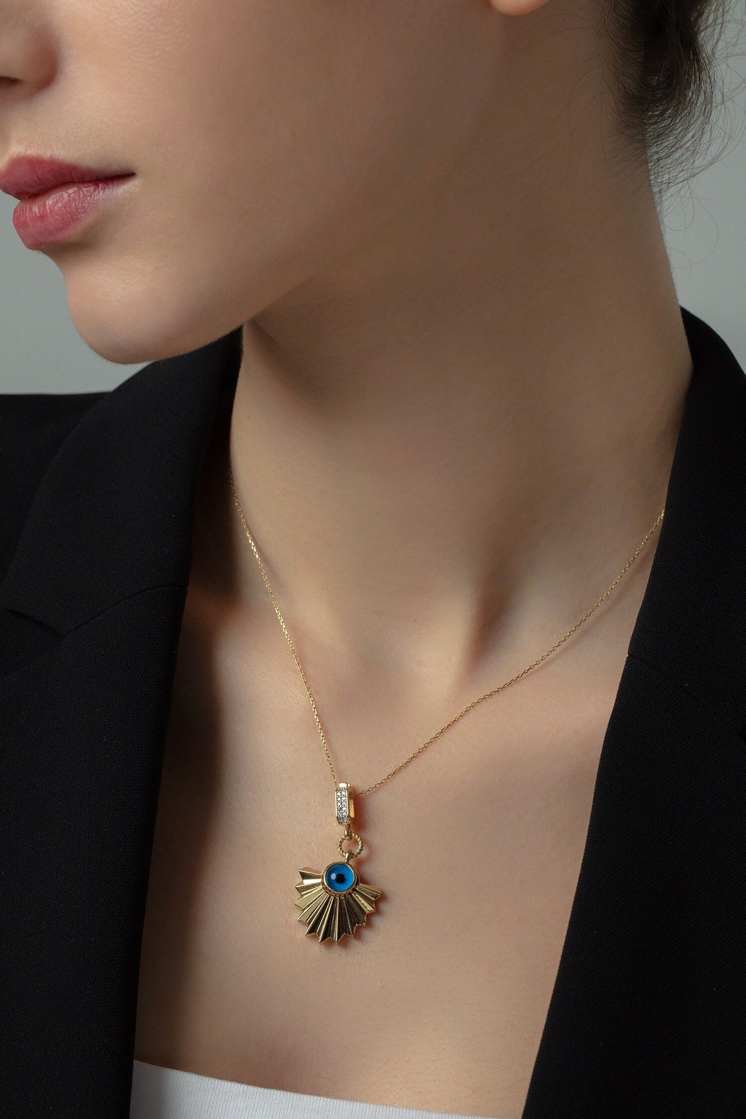 Evil Eye Enamel Rope Necklace – Blue & Gold