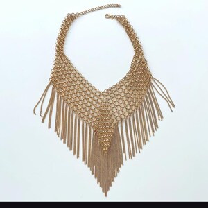 RARE Monet chainmail with fringe bib necklace.