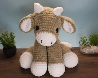 Adorable Brown Cow Crochet Plushie