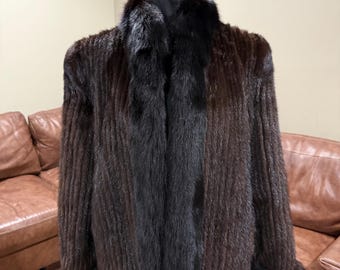 Vintage Dark Brown Mink Fur Coat / Saga Mink Fur Jacket / Dark