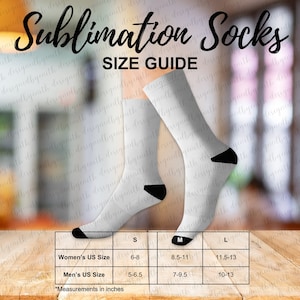 Socks Size Chart Guide Mockup Sublimation