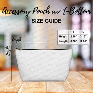 Accessory Pouch with T-Bottom Size Chart Guide Mockup