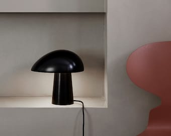 Glossy Ebony Modern Classic Mushroom Table Lamp - Perfect Bedroom Lamp, Office Desk Light, House Warming Gift