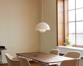 Pure White Flowerpot Verner Panton Inspired Pendant Light - Blanc Round Suspended Ceiling Light