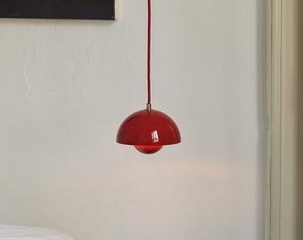 Lampada a sospensione ispirata al vaso di fiori rosso intenso Verner Panton - Plafoniera sospesa rotonda bordeaux