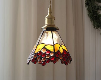 Beautiful Novel Grape Stained-Glass Pendant Light - Charming Grape Design Hanging Ceiling Light - Ideal for Modern Kitchens and Dining Areas