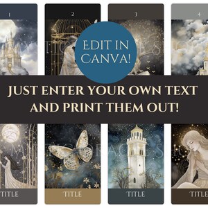 Mystical Dreams Printable Oracle Card Deck, Editable Canva Template ...