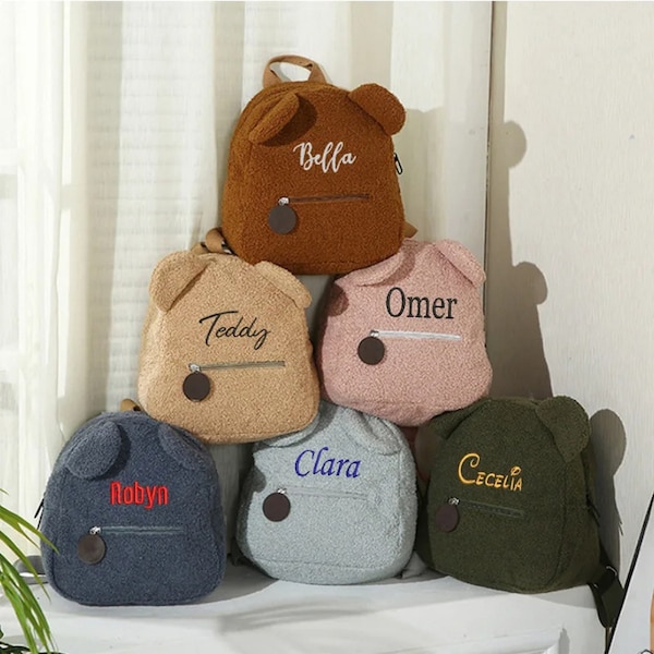 Personalised Embroidered Teddy Bear Backpack, Toddler Backpack, Custom Teddy Kids Backpack, Preschool Backpack, kids Gift Bag, Toddler Gift