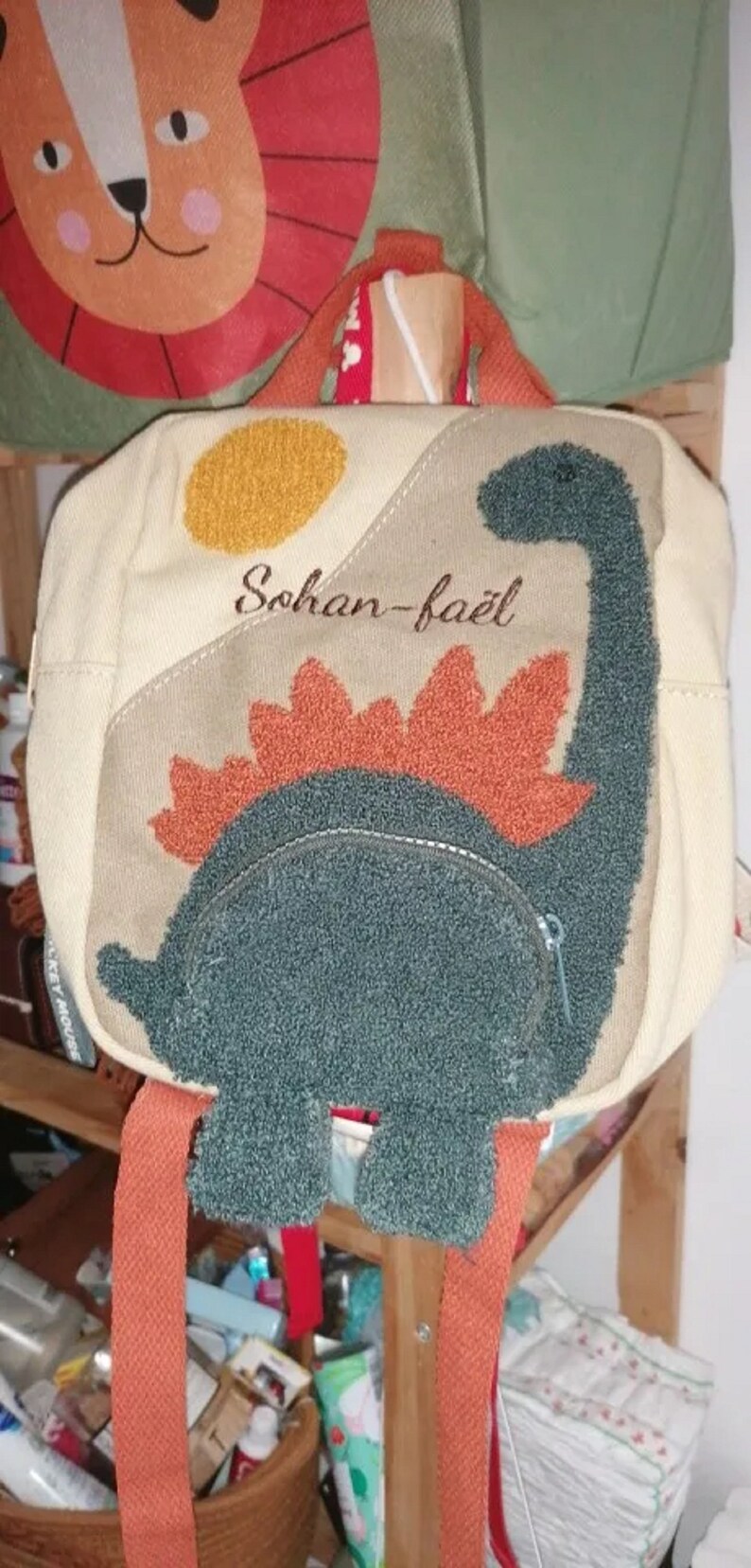 Personalized Dinosaur Toddler Backpack, Embroidered Dinosaur Backpack, Kindergarten Backpack, Preschool Backpack,kids Backpack,Kids Gift Bag image 3