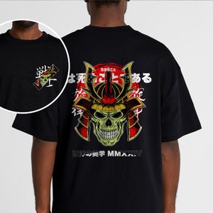 Japanese Streetwear Undead Samurai Skull Japanese T Shirt Ronin Warrior Oversized Tee Mortality or Honor Bushido Japan Gift for Boyfriend