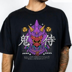 Japanese Oni Mask Shirt: Samurai Anime Graphic Tee