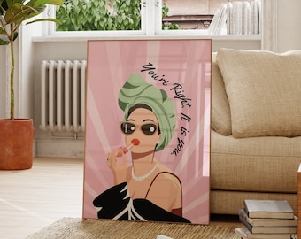 Retro Fashion Print | Sassy Girl Art, Mob Wife Aesthetic (Digital Download)