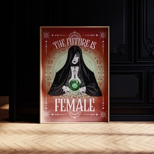 Freak Show Poster Vintage Gothic Wall Decor for Office Crystal Ball Print for Bedroom Witchy Art for Feminist Artwork for Women