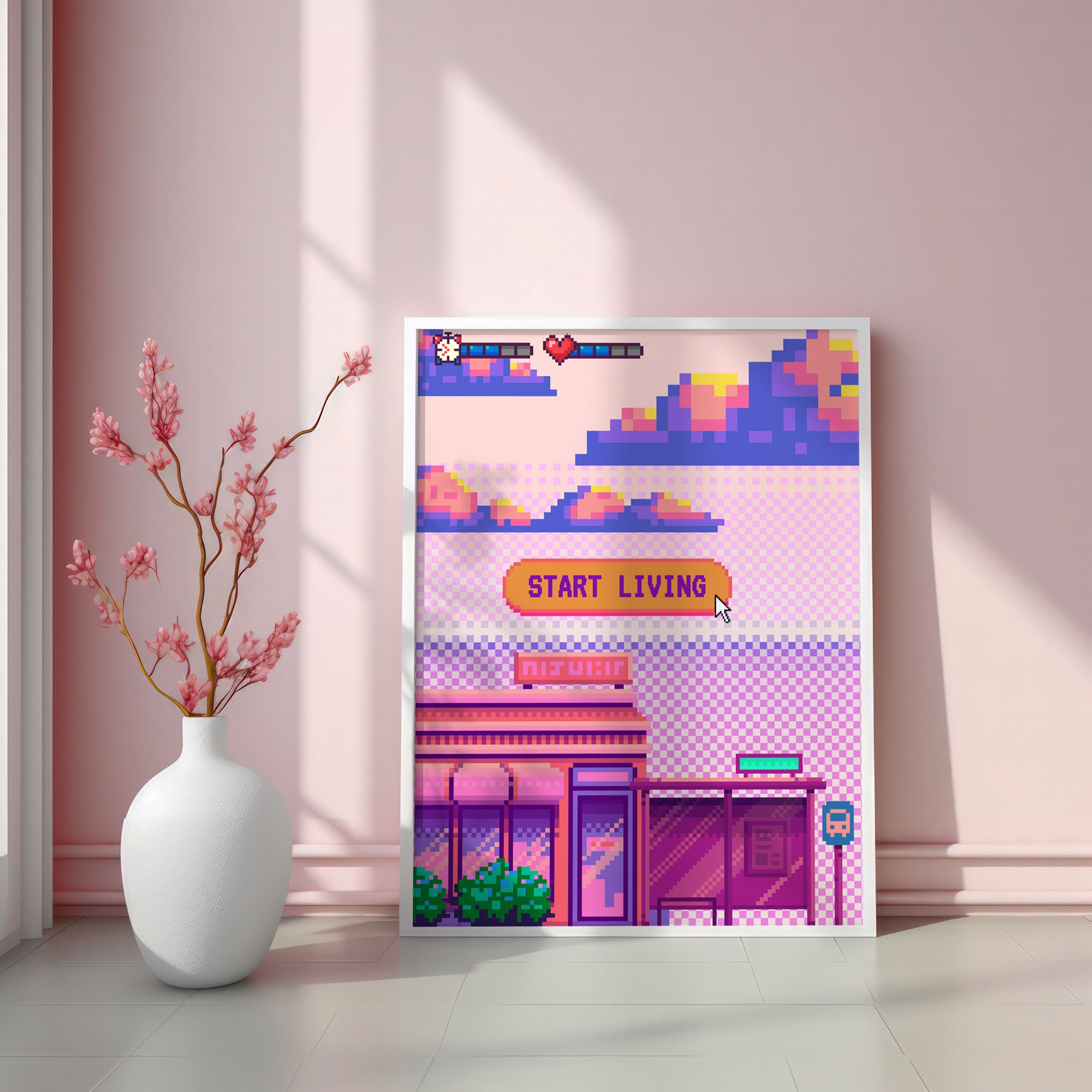 8-bit Pixel Art Poster Set: Retro Video Game Room Decor - Etsy