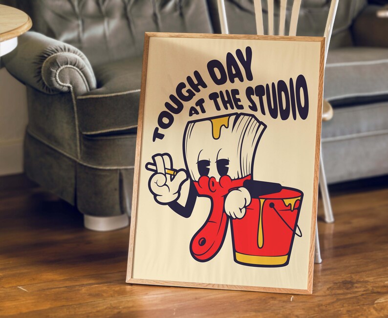 Rubber Hose Art Retro Cartoon Print Creative Burnout Artist Studio