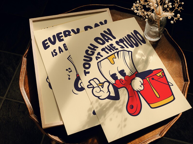 Rubber Hose Art Retro Cartoon Print Creative Burnout Artist Studio