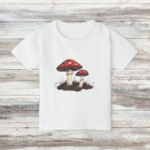 Kids Mushroom Graphic T-Shirt: Red Cap Nature Tee